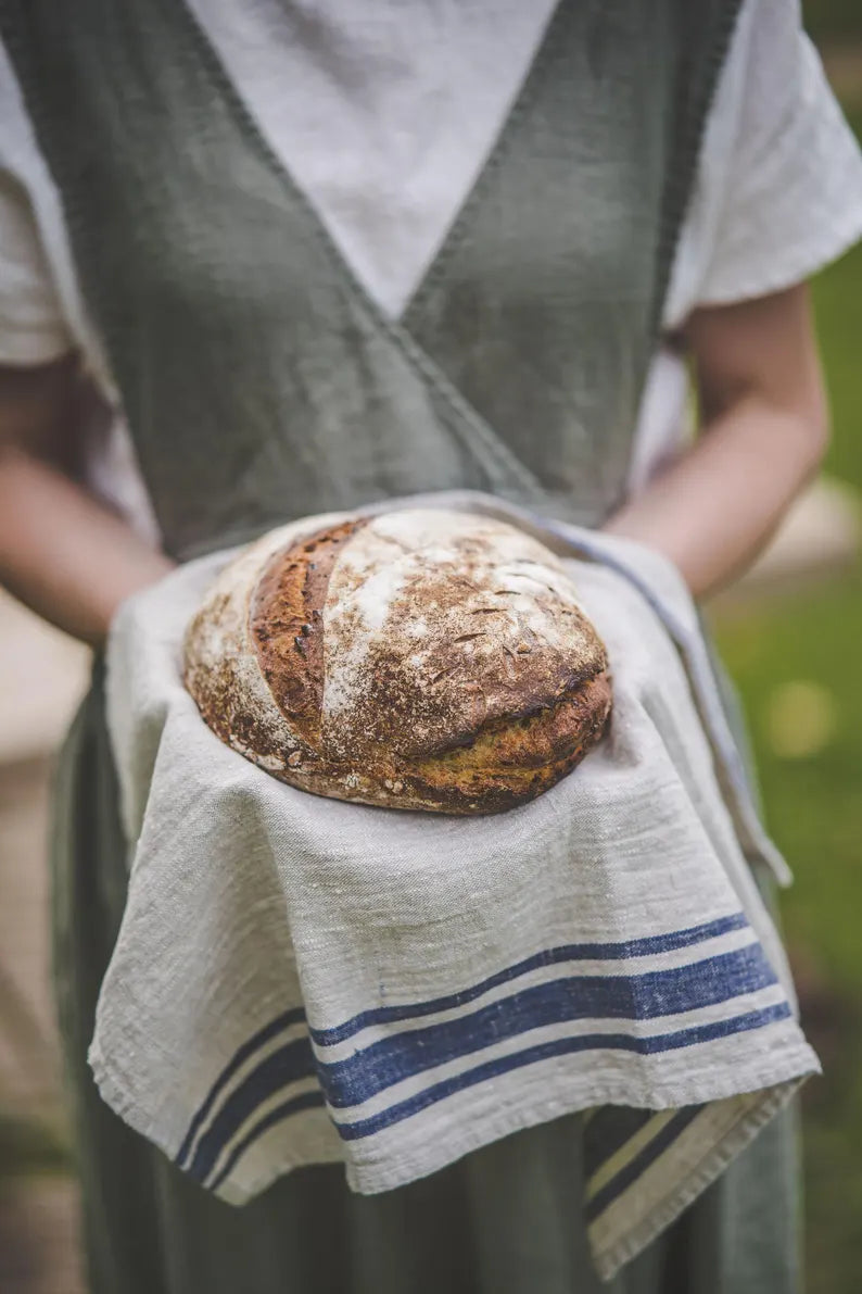 French style linen towels - set of 2, Linen kitchen towels with loop, Thick linen hand towels, Rustic linen tea towels in various colors.