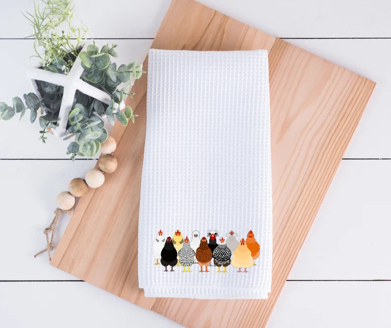 Chickens Kitchen Towel, Funny Chicken, Chicken Lover Gift, Kitchen Decor, Farm Animals, Tea Towel